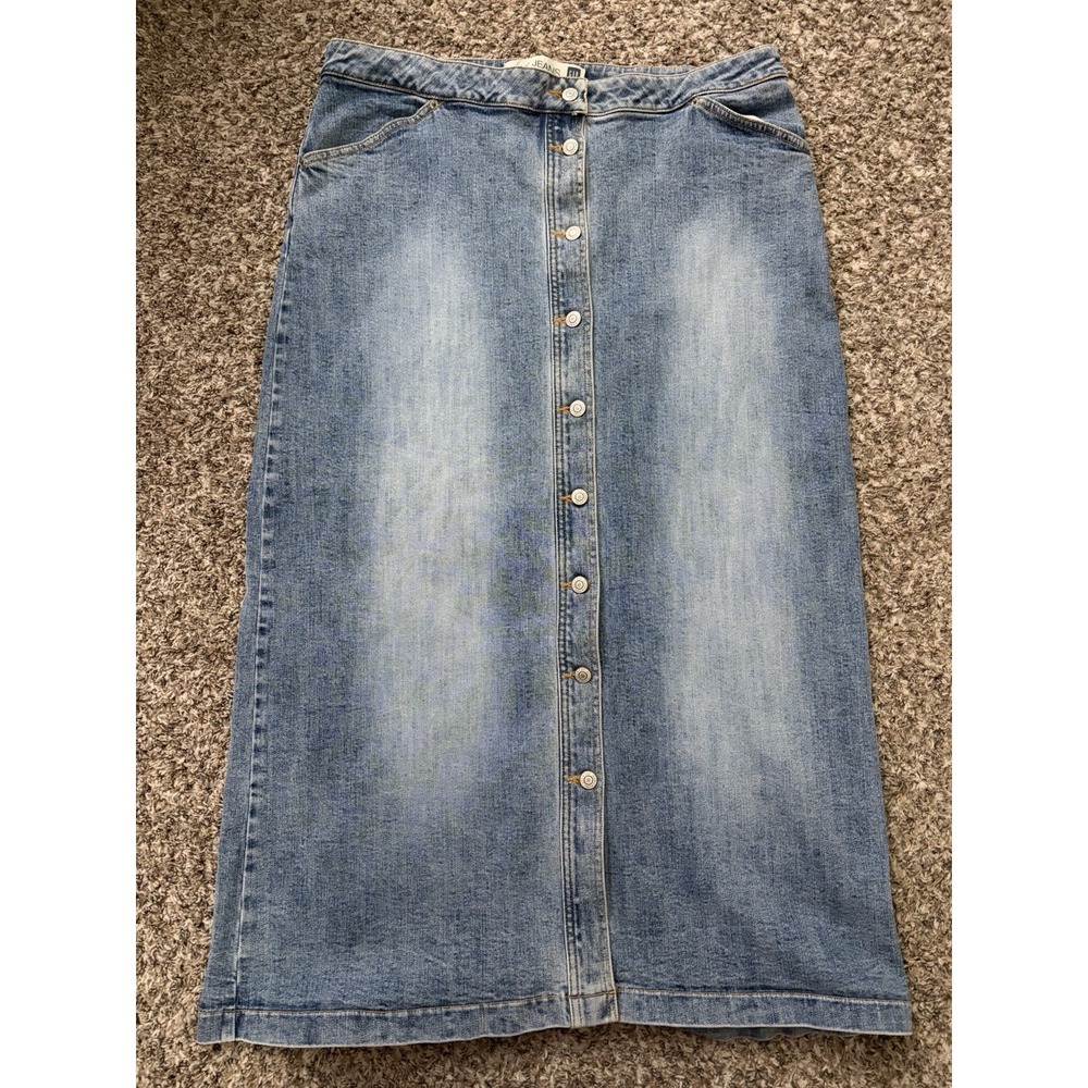 Vintage Y2K Gap Denim Maxi Skirt Women's Size 18 Stretch Festival Front Slit